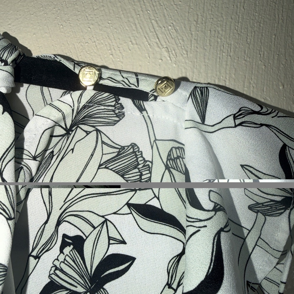 Liz Claiborne white and black floral blouse Size XL Women Office Work Church - Picture 5 of 6
